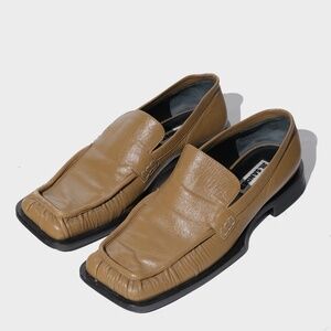Jil Sander Nikky Square Toe Tan Loafers 38.5